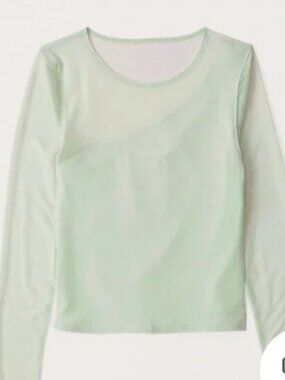 Abercrombie & Fitch Asymmetrical Mesh Top Mint Green XL